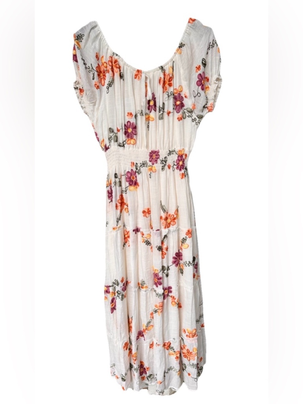 NWT Anthropologie Kindred Sz XXL Embroidered Tiered Cottagecore Ivory Maxi Dress
